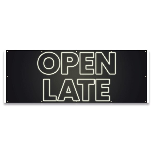 Open Late Banner Concession Stand Food Truck Single Sided